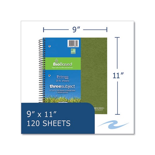 Earthtones BioBased 3 Subject Notebook, Med/College Rule, Random Asst Covers, (120) 11x9 Sheets, 24/CT,Ships in 4-6 Bus Days