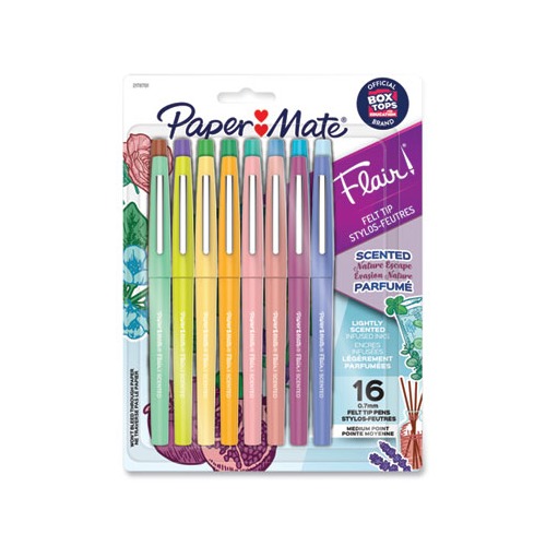 Paper Mate Flair Metallic Porous Point Pen, Stick, Medium 0.7 mm, Assorted Ink and Barrel Colors, 16