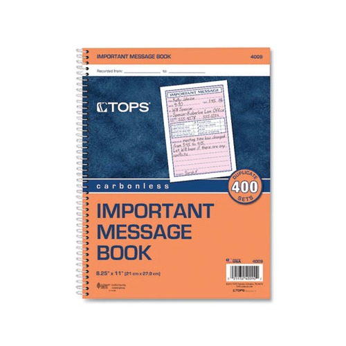 Tops Telephone Message Book with Fax/Mobile Section - TOP4009