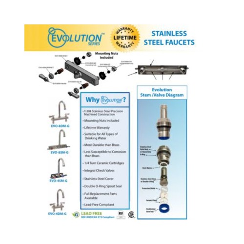Evolution Splash Mount Stainless Steel Faucet, 4.88