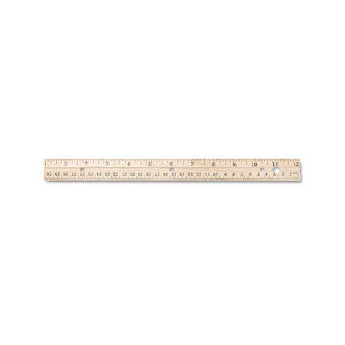 Westcott Hole Punched Wood Ruler English and Metric With Metal Edge -  ACM10702 