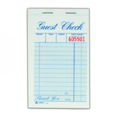 Adams 1Part Guest Check Book ABF210012