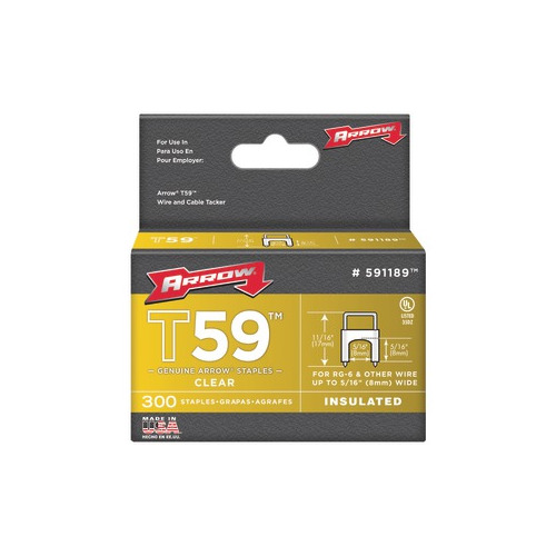 Arrow Fastener 591189bl Black T59 Insulated Staples for Rg59 Quad & Rg6 5/16" X for sale online