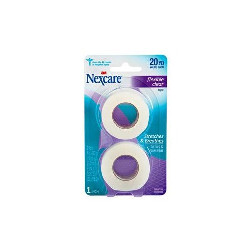 3m Nexcare Flexible Clear First Aid Tape, 1" x 10yds, 2 Pack EB7712PK
