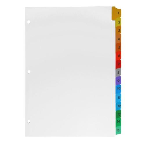 Sparco Quick Index Dividers, 115, 15 Tab, Multicolor SPR01839