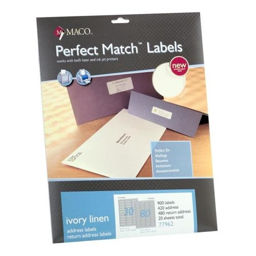 Maco tag & label Address Labels, w/Return Address Labels, 900/PK, Ivory ...