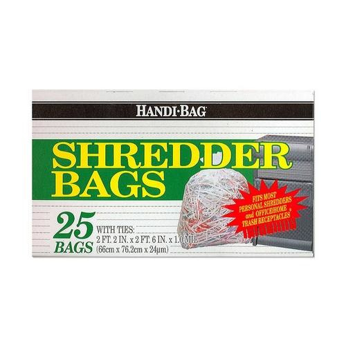 ster Shredder Bags, w/ Ties, 15 Gallon, 1.0 mil, 25/BX, Clear