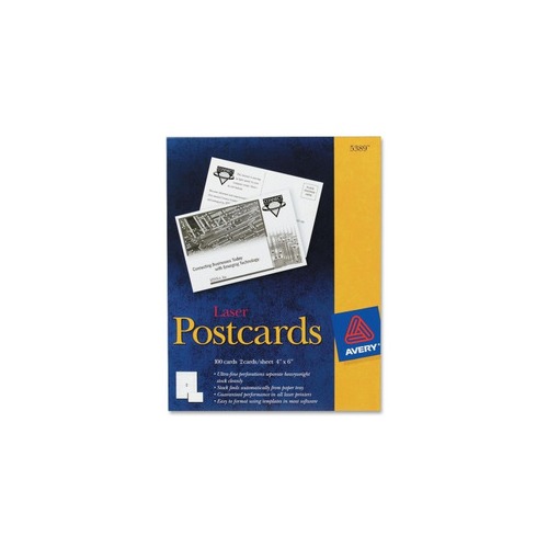 Avery 5389 Laser 4 x 6 Postcards, Book Heavy Card Stock, White