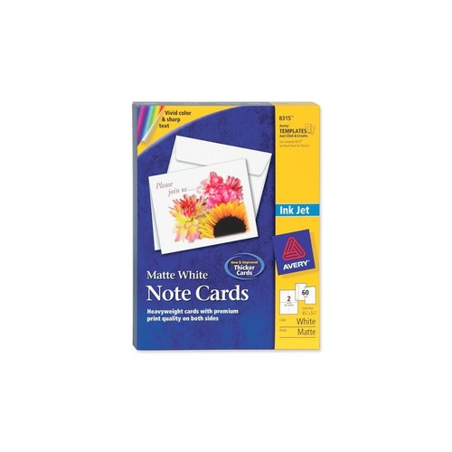 Avery Note Cards, Matte, Two-Sided Printing, 4-1/4 x 5-1/2, 60 Cards (8315)