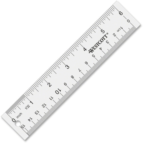 Westcott 8ths 6-Inch Beveled Transparent Ruler (B-50), Clear