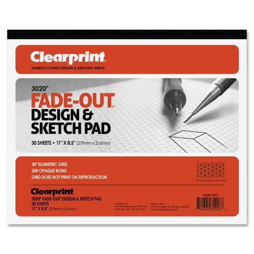 Clearprint Isometric Grid Paper Pad - Letter - 30 Sheets - 20 lb Basis Weight - Letter - 8 1/2 Clearprint Isometric Grid Paper Pad - Letter - 30 Sheets - 20 lb Basis Weight - Letter - 8 1/2