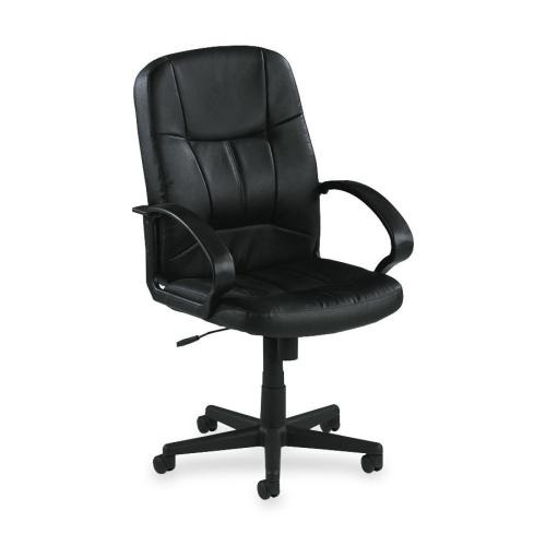 Lorell Chadwick Series Managerial Mid-Back Chair - Black Leather Seat - Black Frame - 5-star Base - Black - 1 Each Lorell Chadwick Series Managerial Mid-Back Chair - Black Leather Seat - Black Frame - 5-star Base - Black - 1 Each
