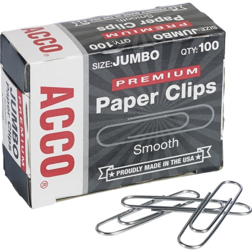 Acco Wilson Jones Premium Jumbo Smooth Paper Clips Acc72500