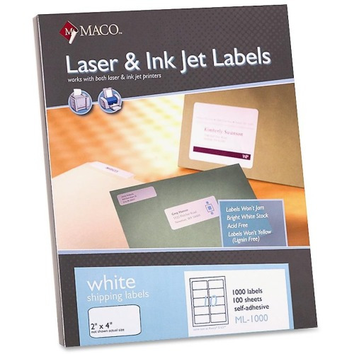 MACO White Laser/Ink Jet Shipping Label MACML1000