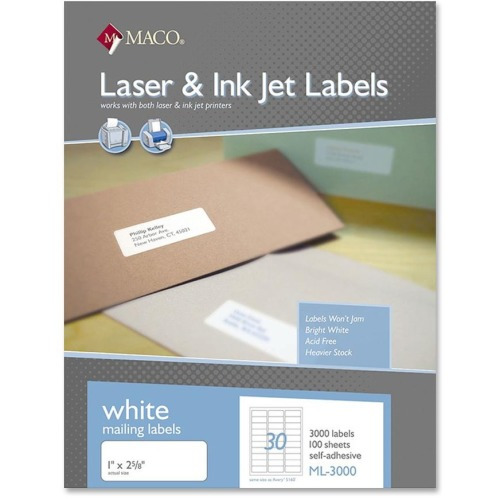 MACO White Laser/Ink Jet Address Label MACML3000