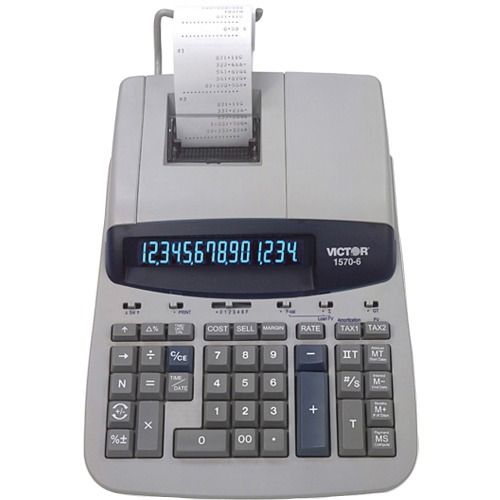 Victor 1570-6 14 Digit Professional Grade Heavy Duty Commercial Printing Calculator - 5.2 LPS - Clock, Date, Big Display, Independent Memory, 4-Key Memory, Sign Change - Power Adapter Powered - 2.8