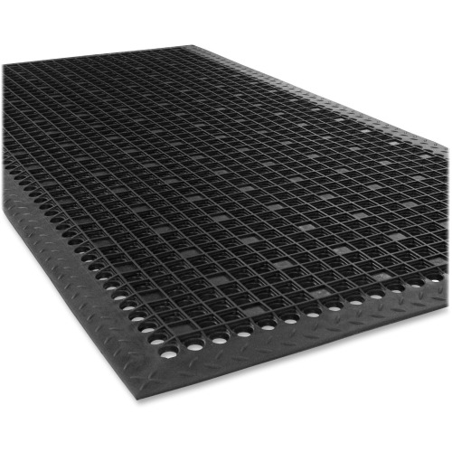 Genuine Joe Versa-Lite Anti-Microbial Rubber Mat - Black