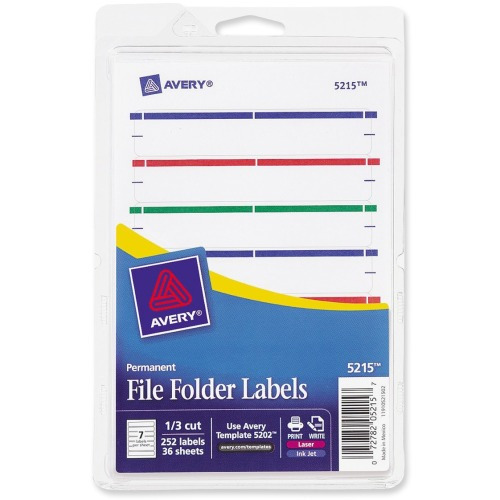 Avery File Folder Labels, Permanent Adhesive, Assorted Colors, 1/3 Cut ...