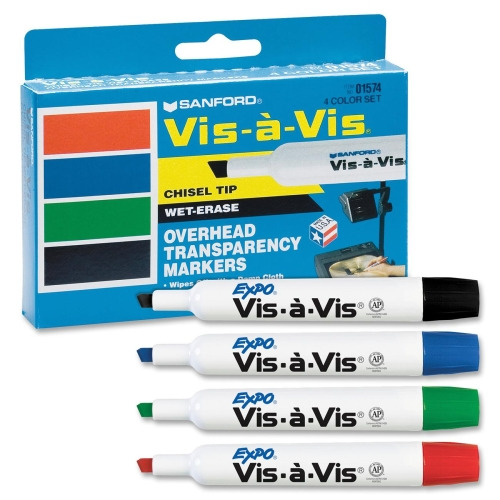 Vis-a-Vis Wet Erase Marker, Fine Bullet Tip, Blue, Dozen