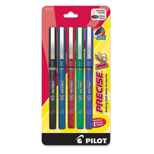 Pilot Precise V5 Retractable Rolling Ball Pens, Extra Fine Point, Assorted Ink, 8 Count, Size: 0.5 mm