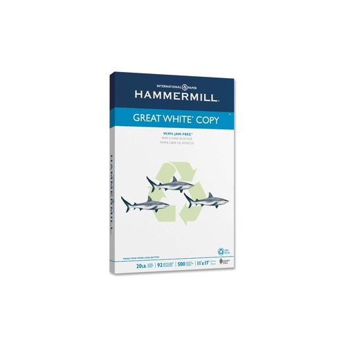 Hammermill Great White Recycled Copy Paper, 92 Brightness, 20lb, 11 x