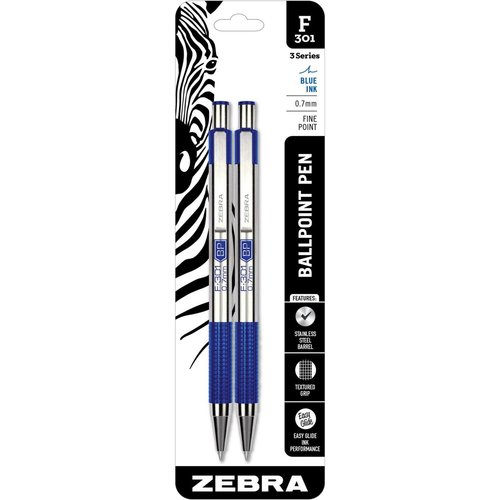 Zebra STEEL 3 Series F-301 Retractable Ballpoint Pen - ZEB27122