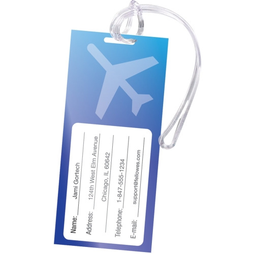 Fellowes SelfAdhesive Pouches Luggage Tag with Loop, 5 pack