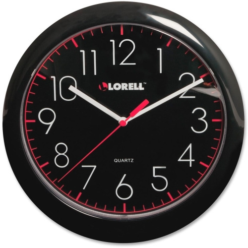 Lorell 10" Quartz Black Face Wall Clock LLR60995