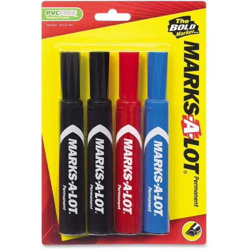 Avery Marks-A-Lot Permanent Markers, Ultra Fine Tip, red,blue,blue 6 pack