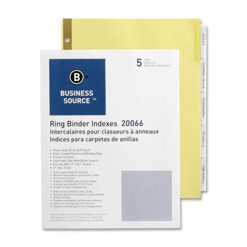 Business Source Insertable 5Tab Ring Binder Indexes BSN20066