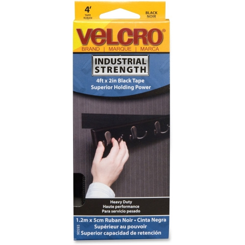 Velcro Brand Industrial Strength Tape, 4ft x 2in Roll, Black - VEK90593 