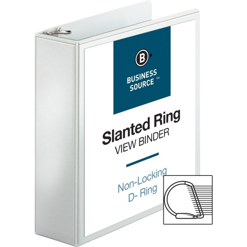 Business Source Basic D-Ring White View Binders - 3 Business Source Basic D-Ring White View Binders - 3