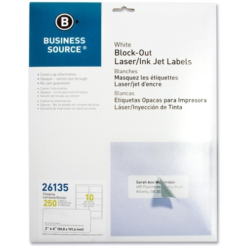 Business Source Block-out Shipping Laser/Inkjet Label - BSN26135 ...