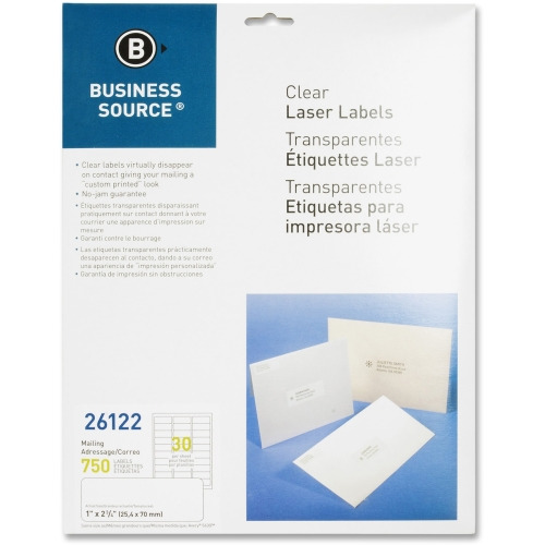 Business Source Clear Laser Print Mailing Labels - BSN26122 - Shoplet.com