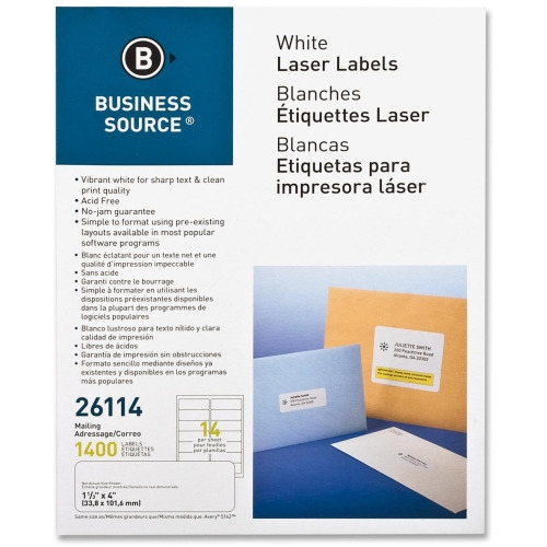 Business Source Bright White Premium-quality Address Labels - 1 1/3