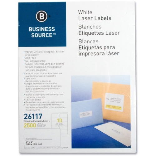 Business Source Bright White Premium-quality Shipping Labels - 2 Business Source Bright White Premium-quality Shipping Labels - 2