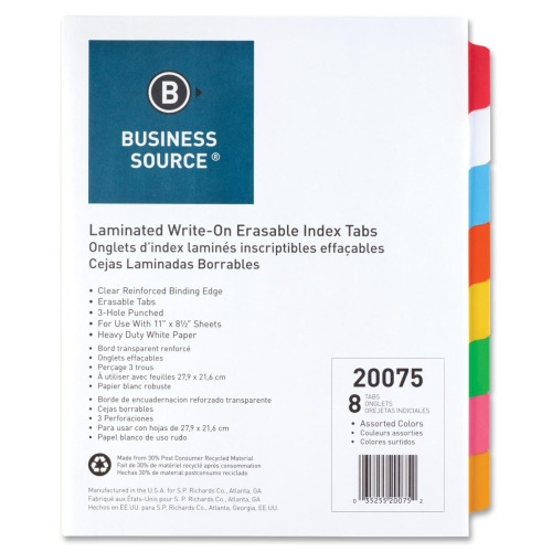 Business Source Laminated Write-On Tab Indexes - 5 Write-on Tab(s) - 5 Tab(s)/Set - 11 Business Source Laminated Write-On Tab Indexes - 5 Write-on Tab(s) - 5 Tab(s)/Set - 11