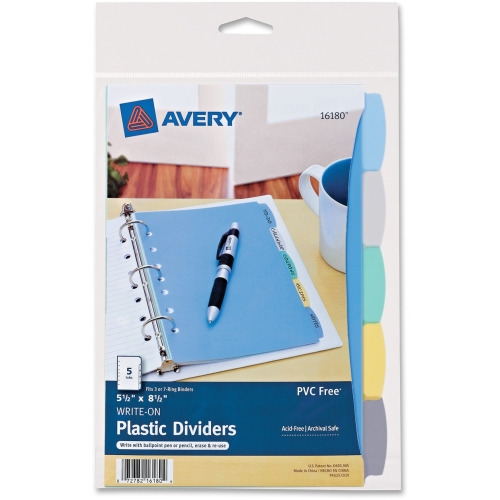 Avery Mni Durable Write-on Dividers - 5 x Divider(s) - Write-on Tab(s) - 5 - 5 Tab(s)/Set - 5.5 Avery Mni Durable Write-on Dividers - 5 x Divider(s) - Write-on Tab(s) - 5 - 5 Tab(s)/Set - 5.5