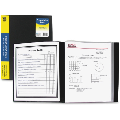 C-Line 24-Pocket Bound Sheet Protector Presentation Book - Black