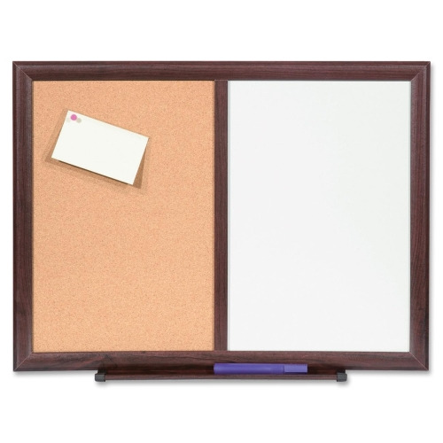 Lorell Dryerase Mahogany Frame Cork Combo Boards LLR84270