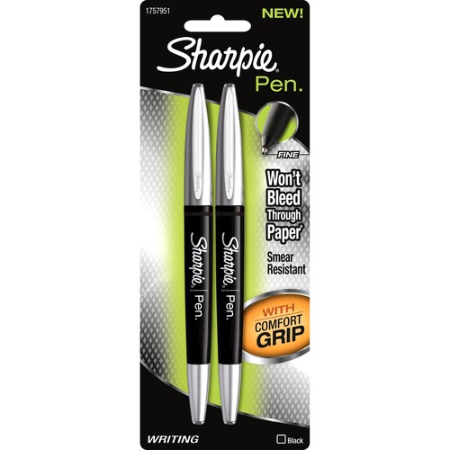 Sharpie Comfort-Grip No-Bleed Fine Point Pen - 2 Pack - Black, 2