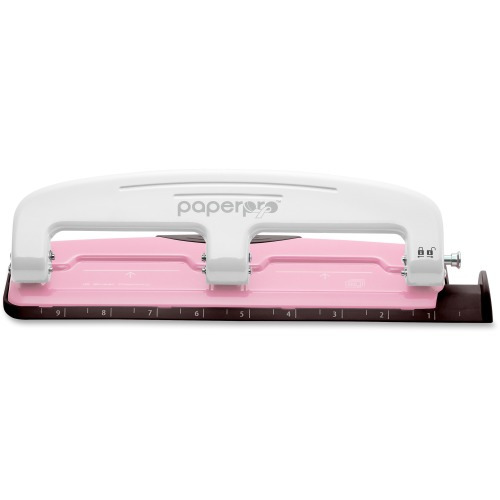 Bostitch Office Three Hole Punch Ez Squeeze Hole Puncher 20 Sheet Standard  - Metal Construction - Red