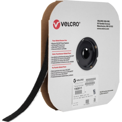 VELCRO® brand Loop Fastener 2 Adhesive Backed Black - 5 Yard Roll