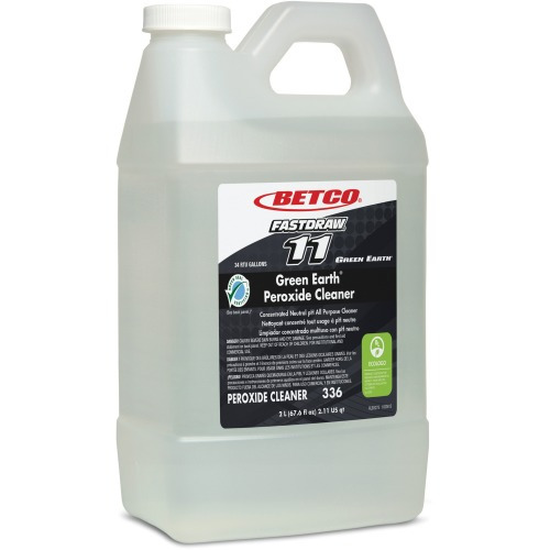 Betco Green Earth Peroxide Cleaner - FASTDRAW 11 - Concentrate - 67.6 fl oz (2.1 quart) - Fresh Mint Scent - 4 / Carton - Clear