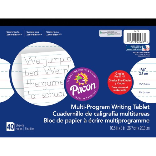 Pacon Multi-Program Handwriting Tablet - 40 Sheets - Both Side Ruling Surface - Ruled - 1.13 Pacon Multi-Program Handwriting Tablet - 40 Sheets - Both Side Ruling Surface - Ruled - 1.13