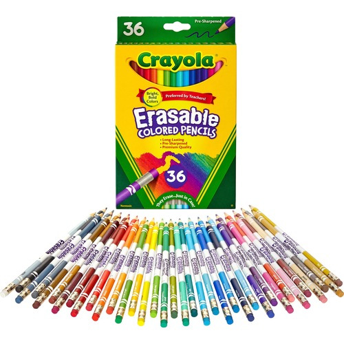 Crayola Erasable Colored Pencils, Kids At Home Activities, 24 Count,  Assorted, Long