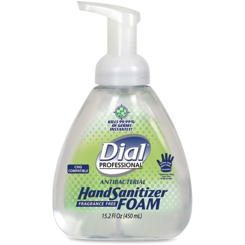 Dial Professional Hand Sanitizer Foam - 15.2 fl oz (449.5 mL) - Pump Bottle Dispenser - Kill Germs - Hand - Moisturizing - Clear - Fragrance-free - 4 / Carton