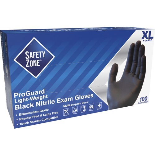 Safety Zone Powder Free Black Nitrile Gloves SZNGNPRXLBK