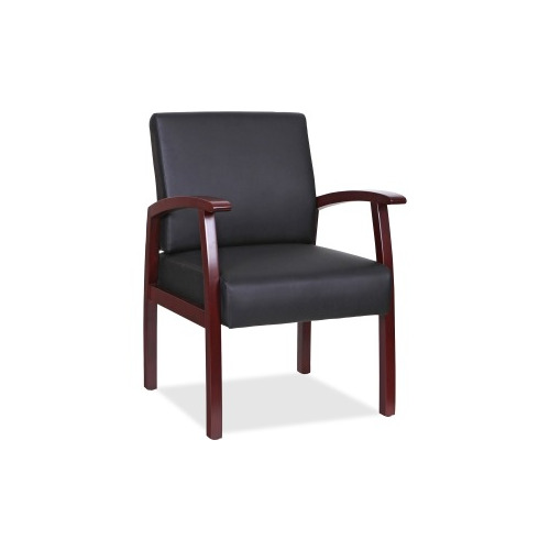Lorell Black Leather/Wood Frame Guest Chair LLR68556