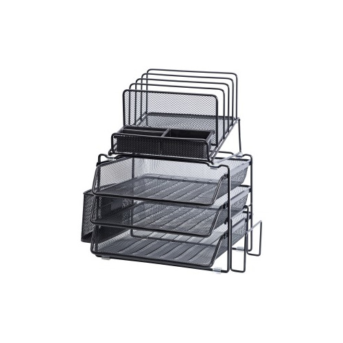 Mesh Office Organizer for Desk Desk Organizer with 4 Tiers and